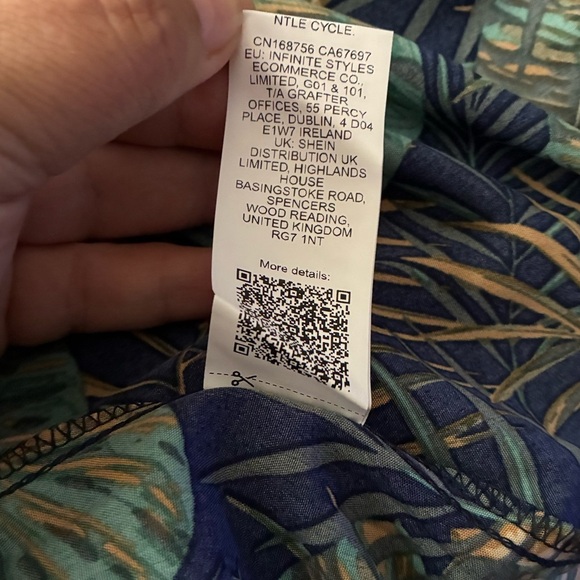 🆕 Shein Boho Tropical Plant Print Round Neck Sleeveless Short Casual Dress 4X🆕 - Picture 9 of 9